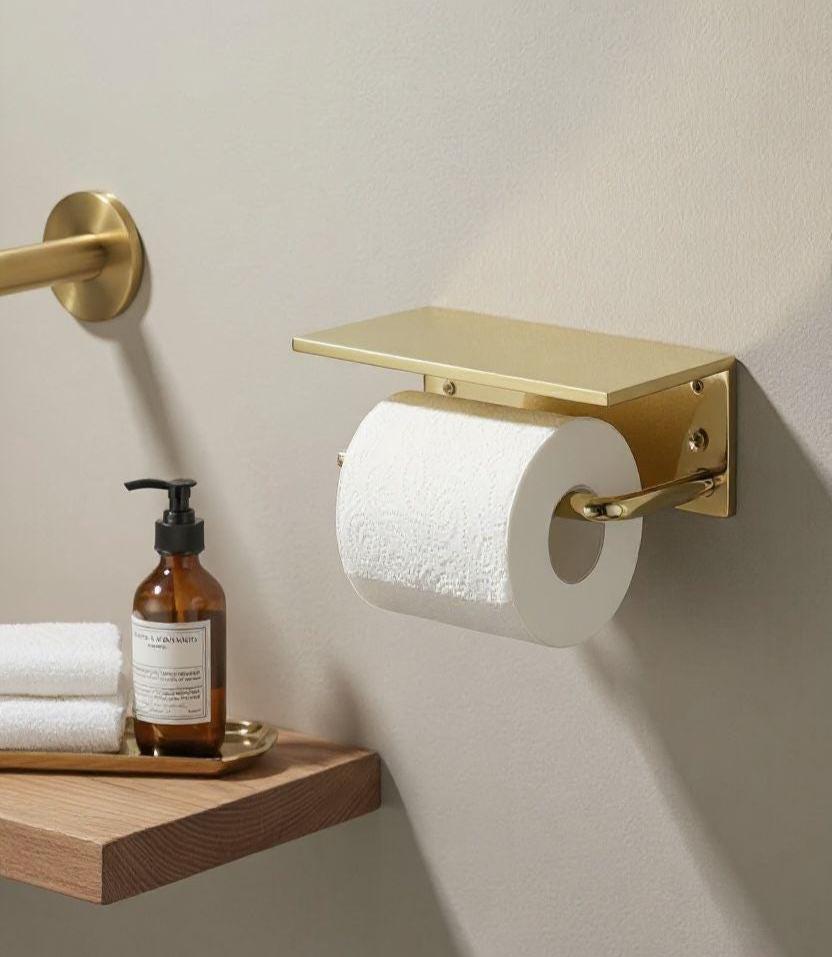 Handmade Unlacquered Brass Toilet Paper Holder – Rustic Bathroom Decor