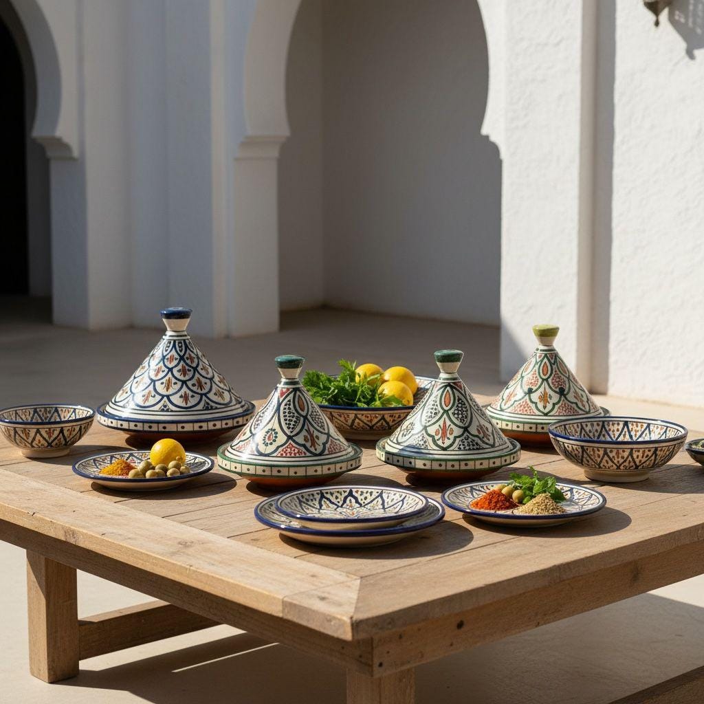 Handmade Moroccan Tagine, Hand-Painted Ceramic Tableware, 9-inch