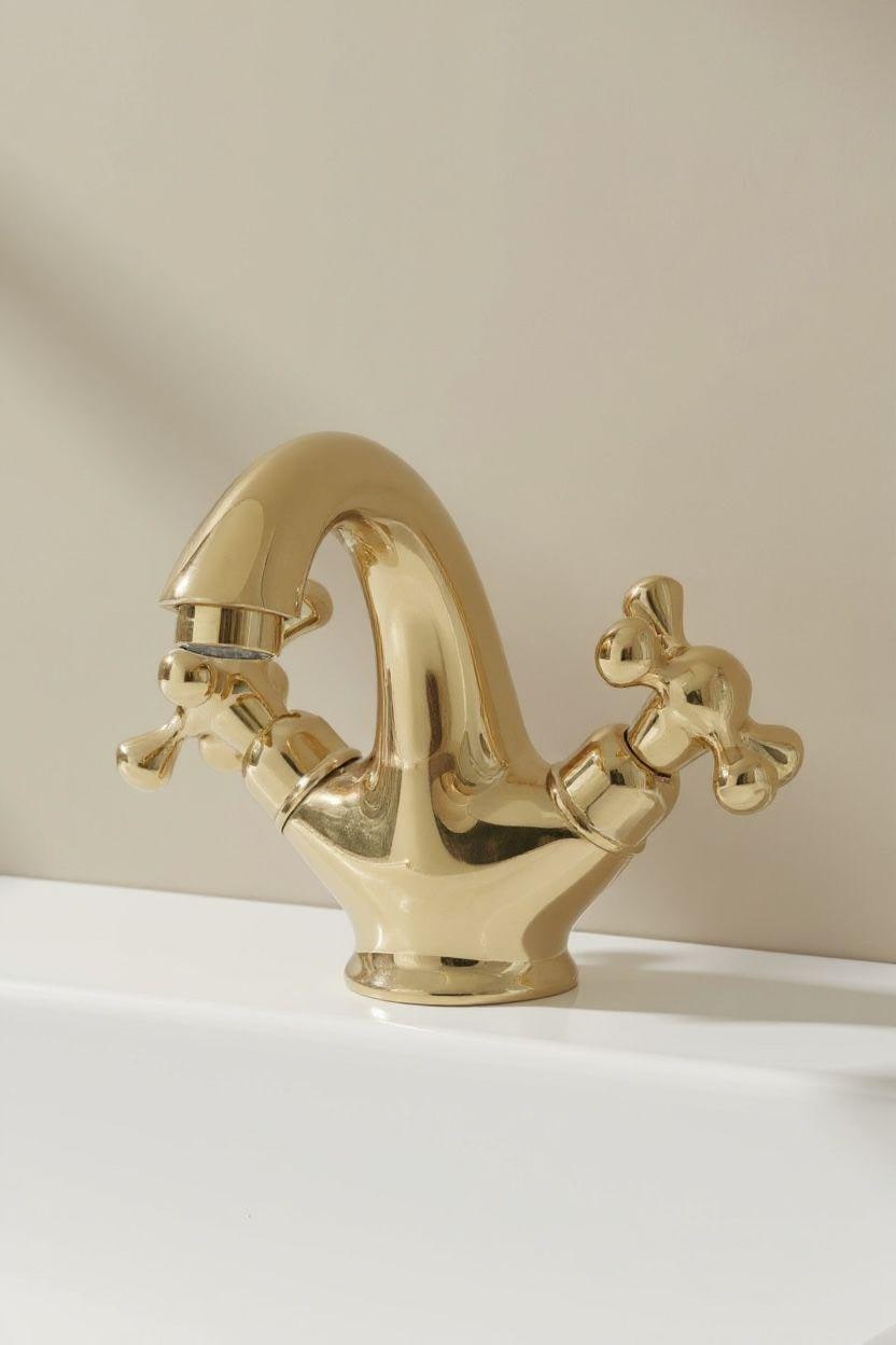 Unlacquered Solid Brass Wall Mounted Faucet – Vintage Bathroom Tap