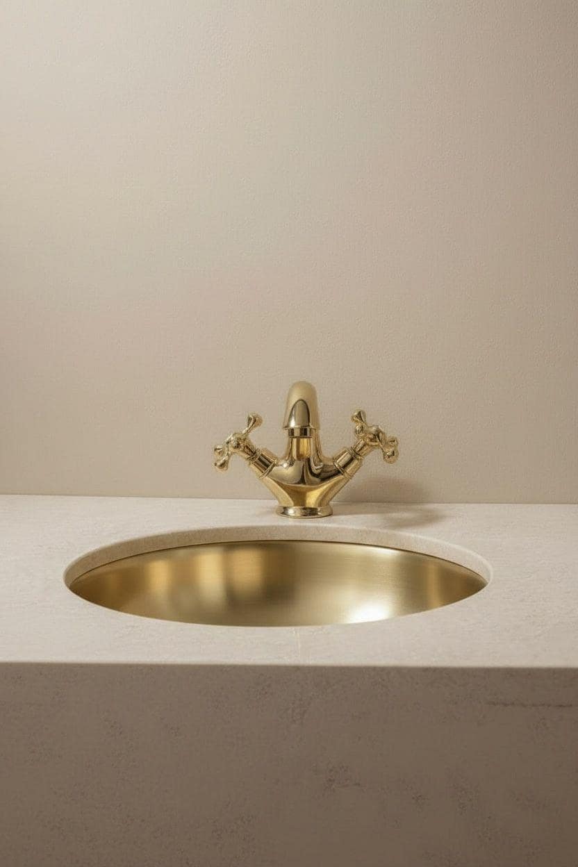 Unlacquered Solid Brass Wall Mounted Faucet – Vintage Bathroom Tap