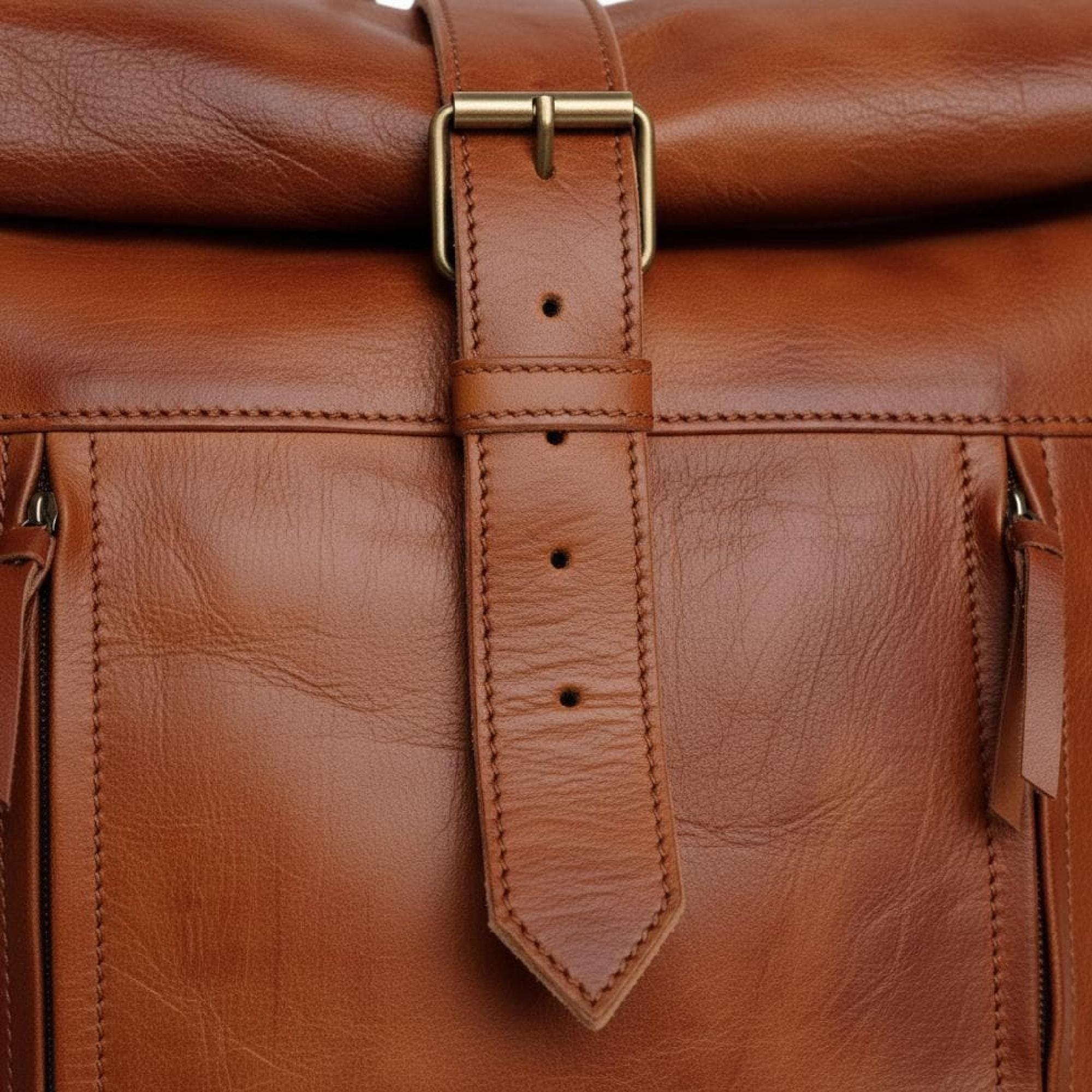 Handmade Moroccan Roll Top Leather Backpack