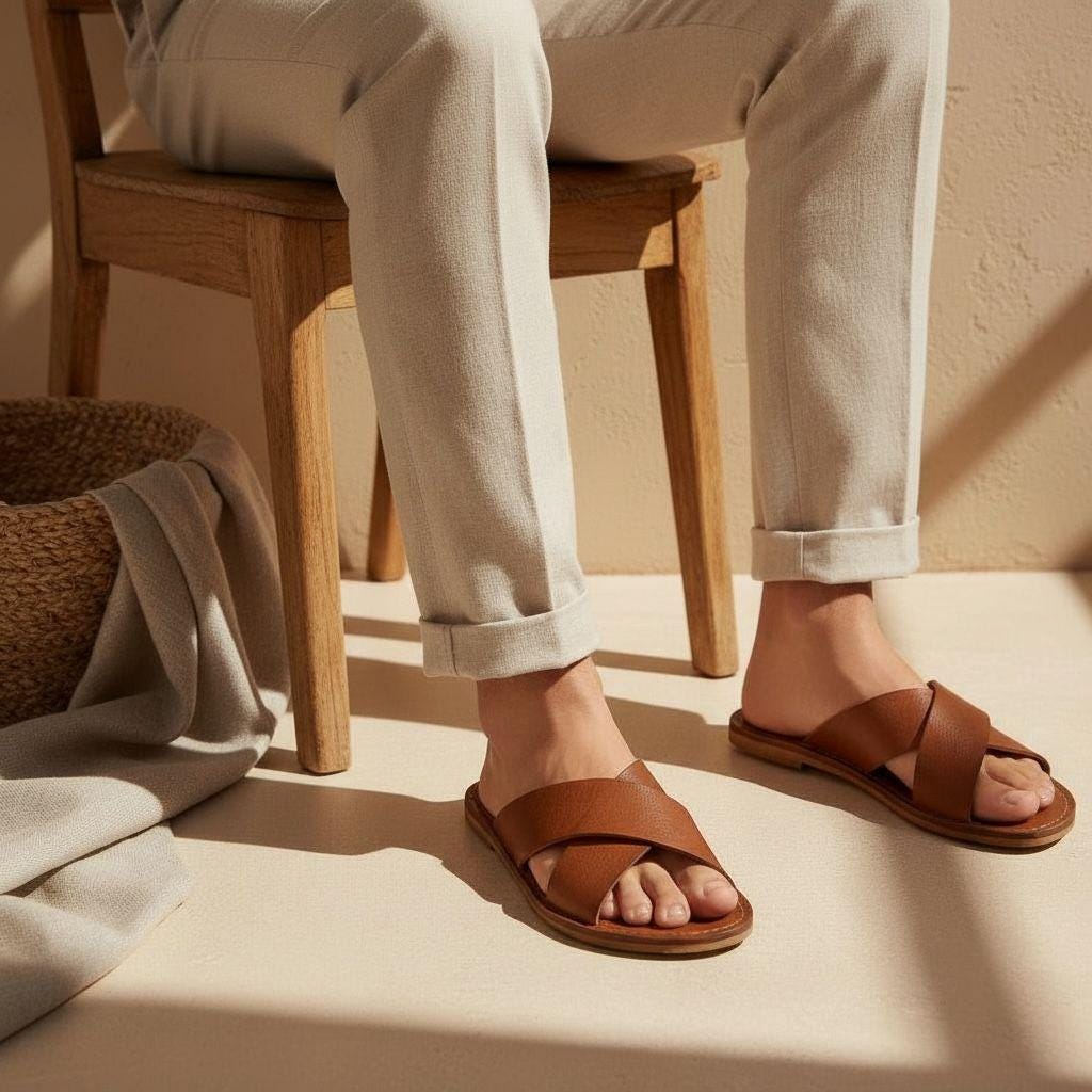 Handmade Moroccan Leather Sandals –  Unisex Traditional Summer Shoes