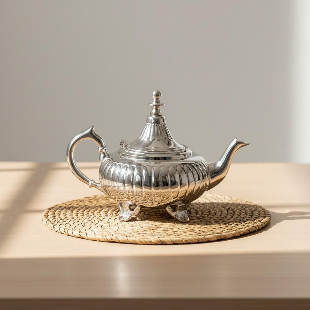 Handmade Moroccan Silver Teapot – Traditional Engraved Metal Tea Pot for Mint Tea