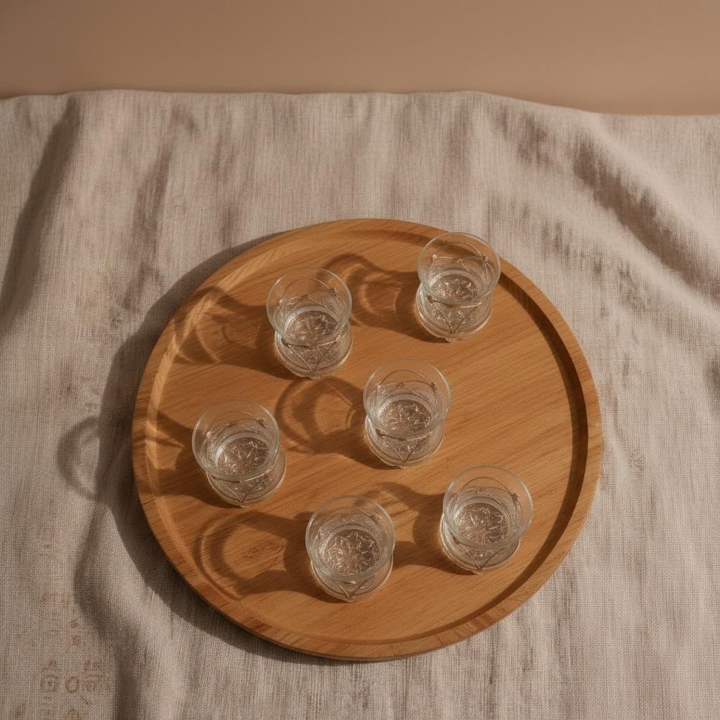 Set of 6 Handmade Moroccan Tea Glasses – Gold Rim Beldi Set