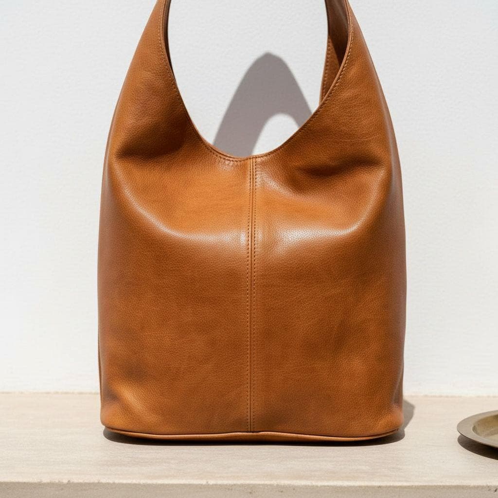 Handmade Moroccan Leather Tote Bag – Vegetable-Tanned, Minimalist Shoulder Bag