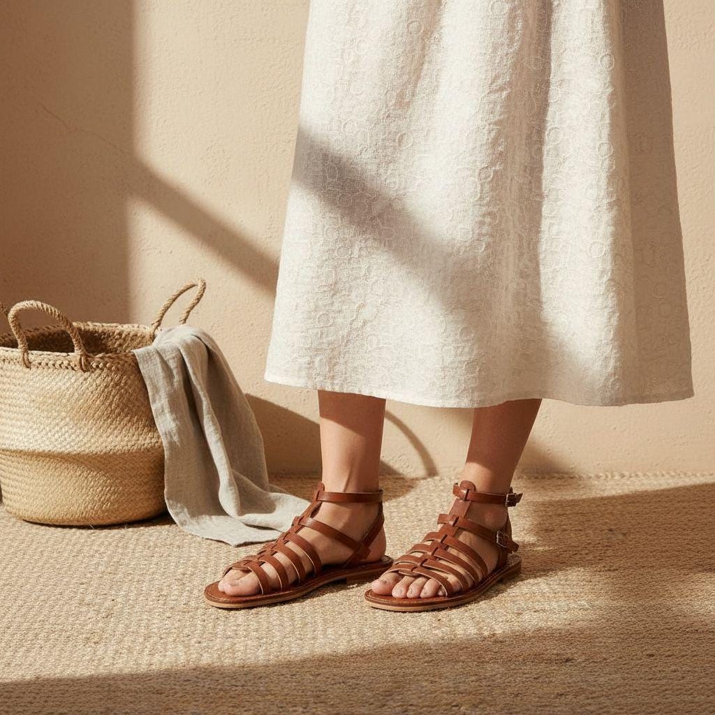 Handmade Leather Gladiator Sandals – Minimalist Summer Shoes