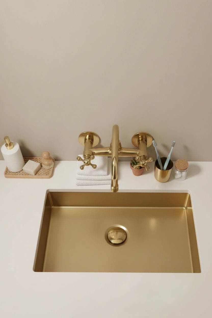 Unlacquered Brass Wall Mount Faucet – Vintage Style Solid Brass Tap