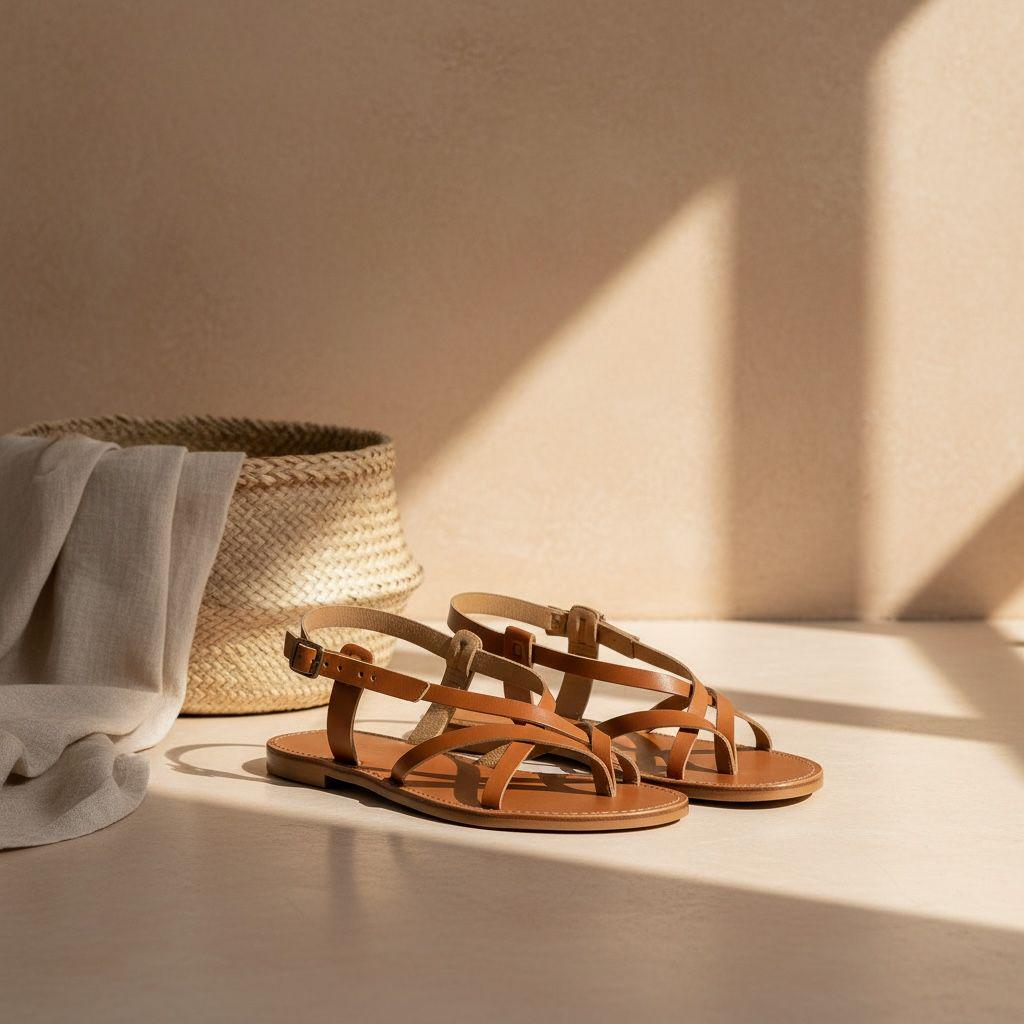 Handmade Leather Flat Sandals – Minimalist Summer Shoes