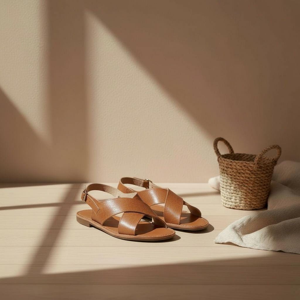 Handmade Leather Flat Sandals – Minimalist Summer Shoes
