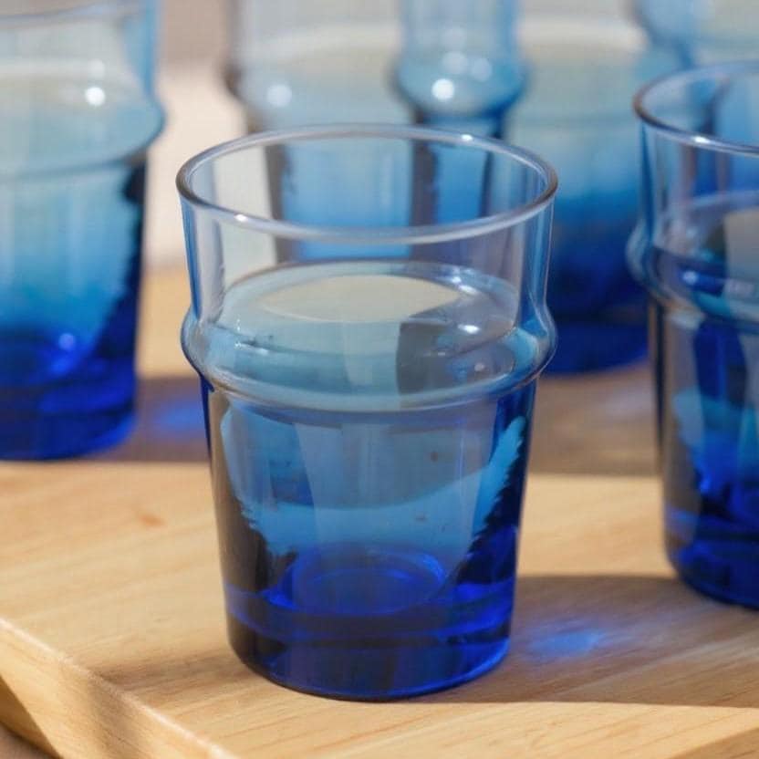 Set of 6 Handmade Moroccan Tea Glasses – Gold Rim Beldi Set