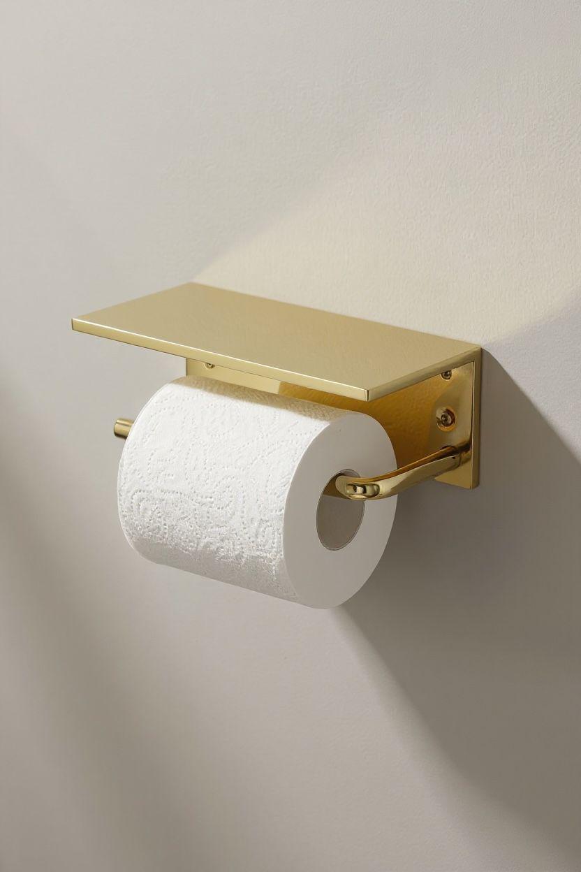 Handmade Unlacquered Brass Toilet Paper Holder – Rustic Bathroom Decor