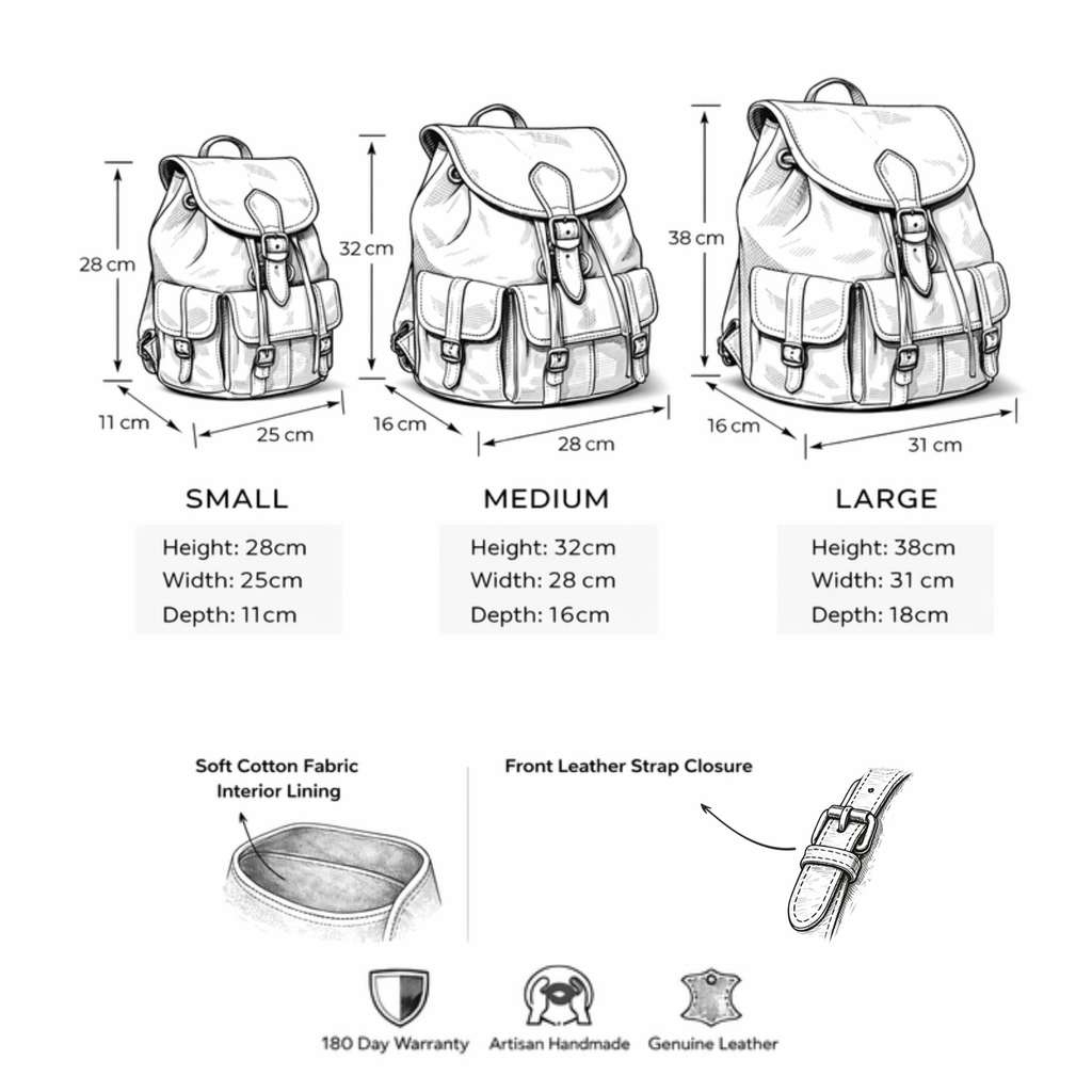 Handmade Moroccan Leather Backpack Vintage Rucksack