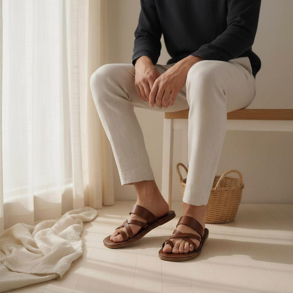 Leather Babouche Slippers – Handmade Moroccan Sandals