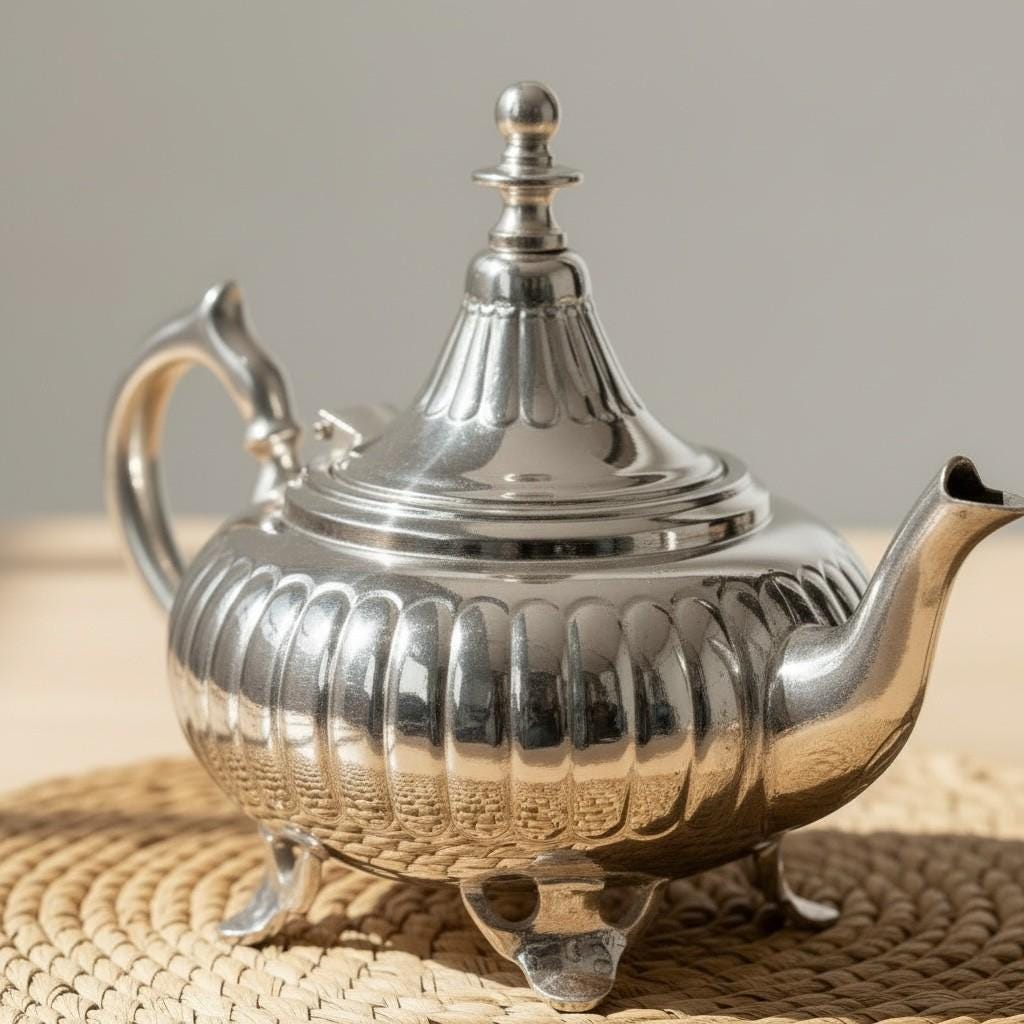 Handmade Moroccan Silver Teapot – Traditional Engraved Metal Tea Pot for Mint Tea
