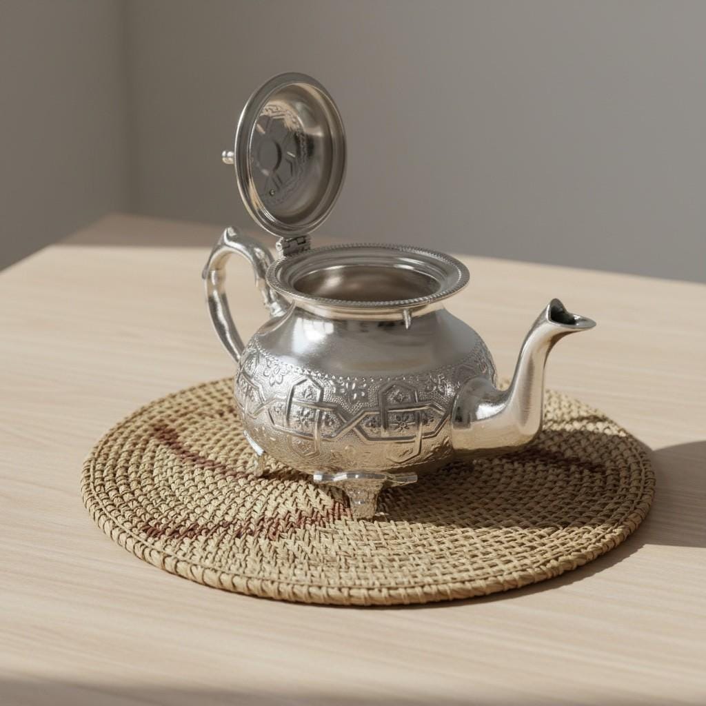 Handmade Moroccan Silver Teapot – Traditional Engraved Metal Tea Pot for Mint Tea
