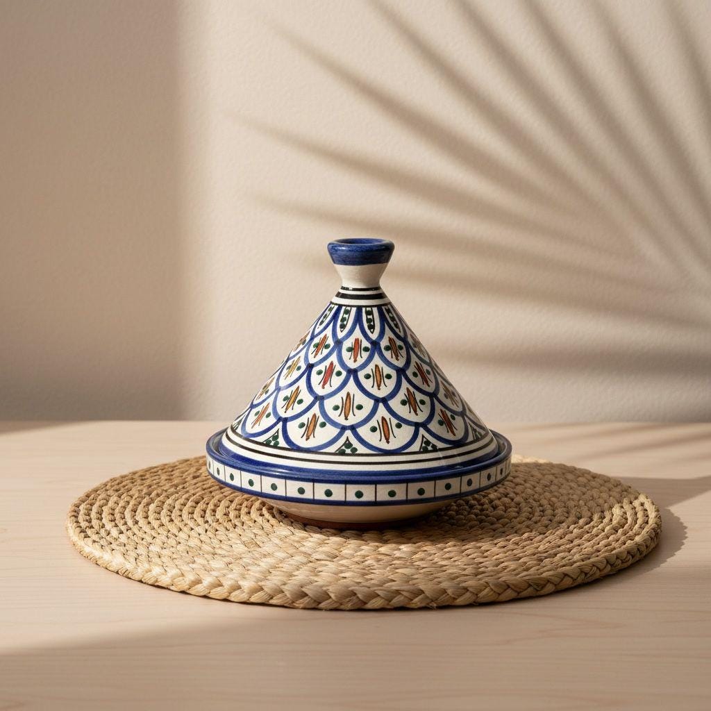 Handmade Moroccan Tagine, Decorative Ceramic Tableware, 23cm
