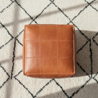 Leather Pouf Square Handmade Moroccan Ottoman