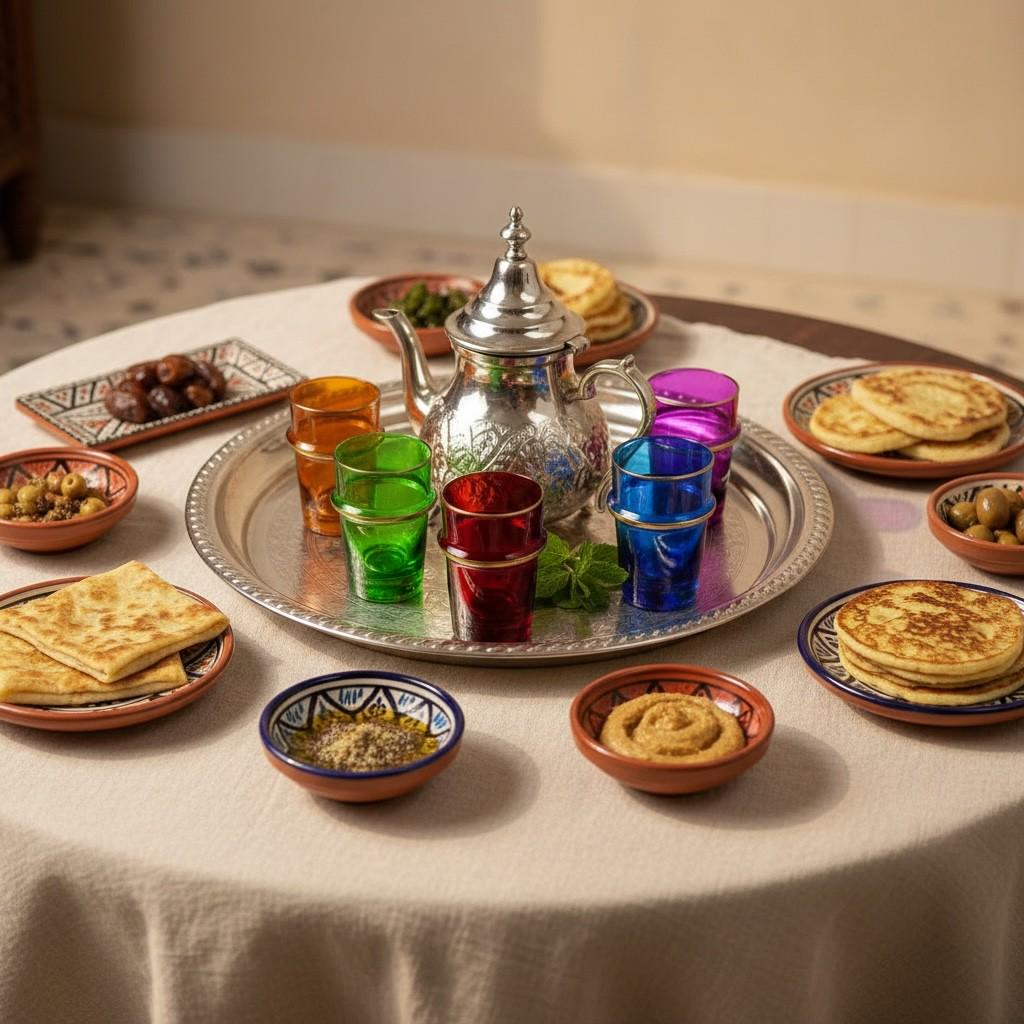 Set of 6 Handmade Moroccan Tea Glasses – Gold Rim Beldi Set