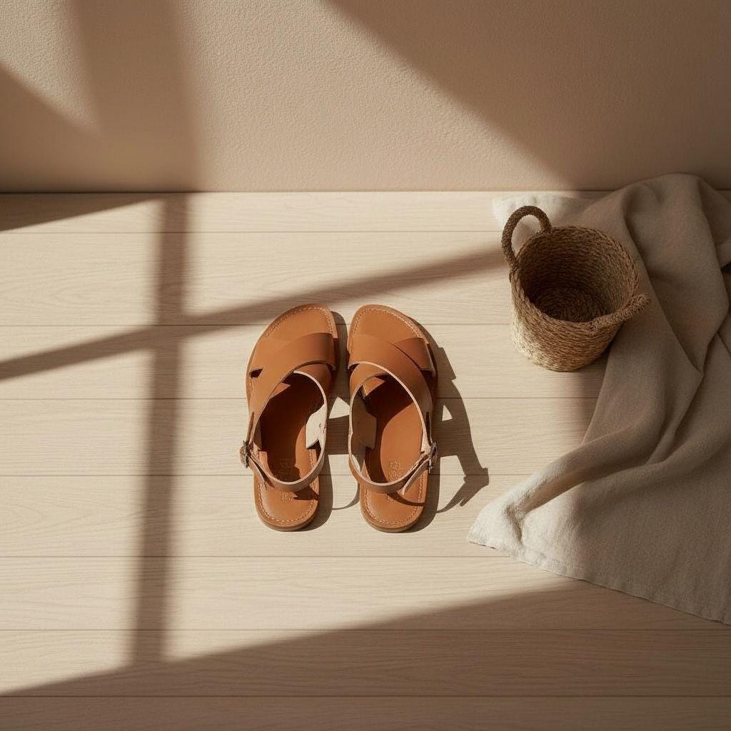 Handmade Leather Flat Sandals – Minimalist Summer Shoes
