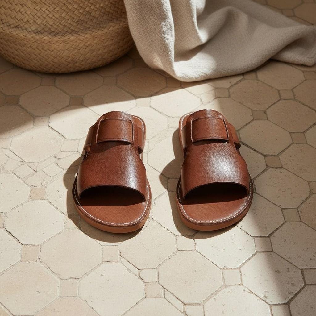 Handmade Moroccan Leather Babouche Slippers – Orthopedic Summer Sandals