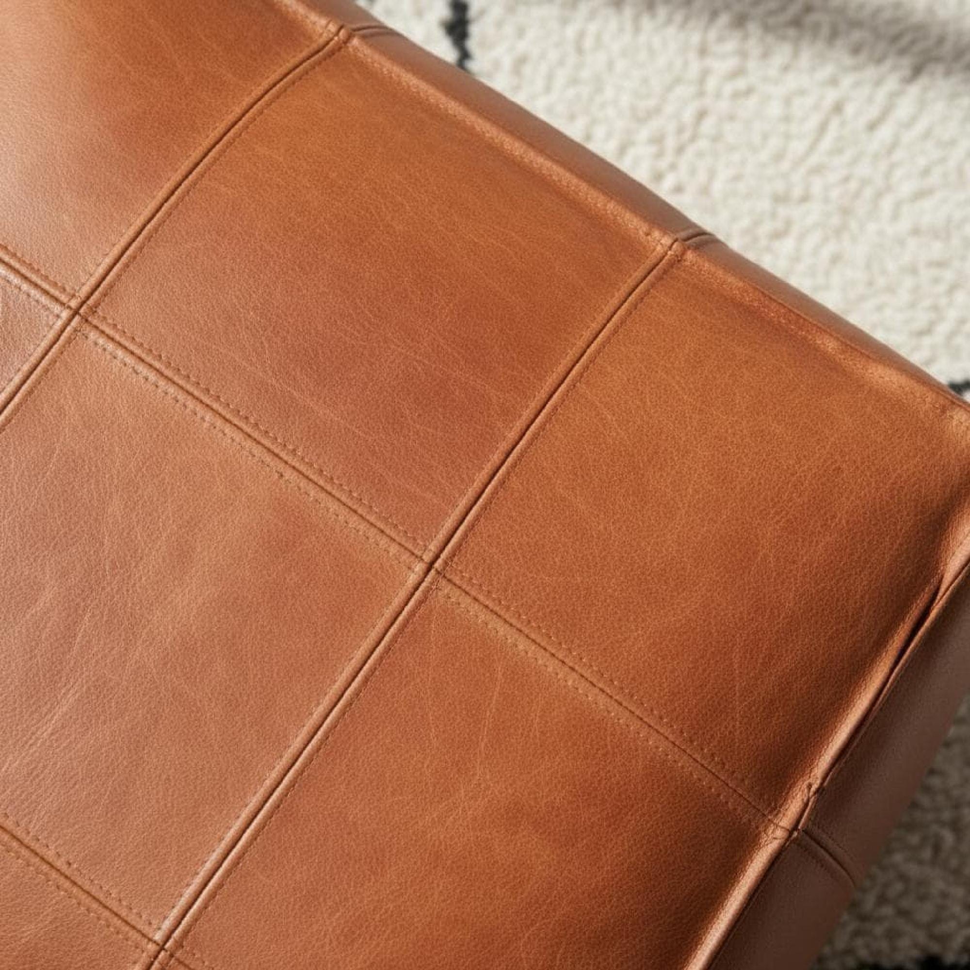 Leather Pouf Square Handmade Moroccan Ottoman