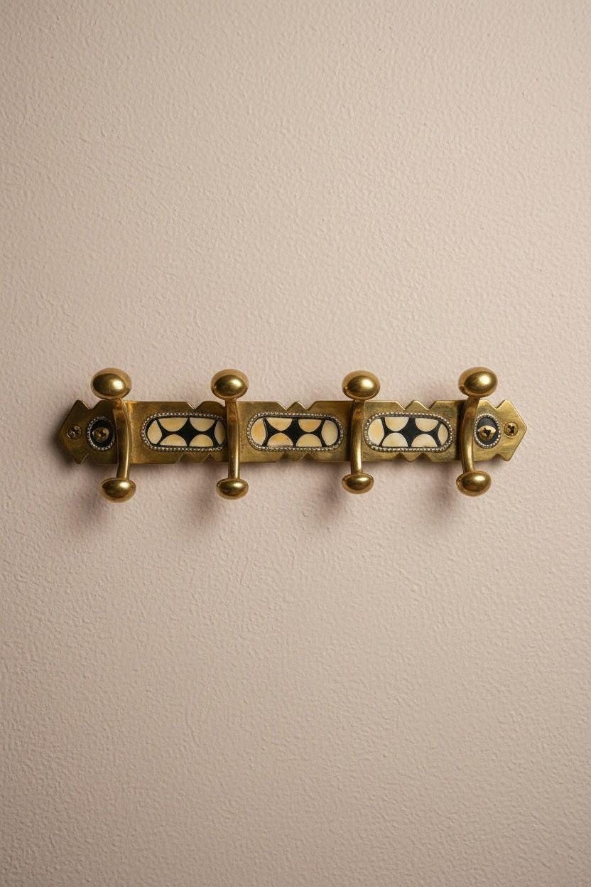 Unlacquered Brass Robe Hook Set – Vintage Rustic Wall Mount