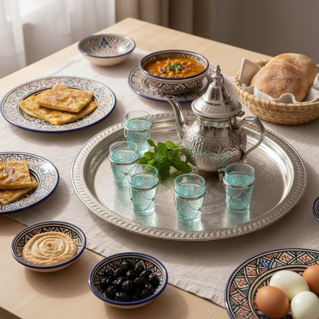 Set of 6 Handmade Moroccan Tea Glasses – Gold Rim Beldi Set