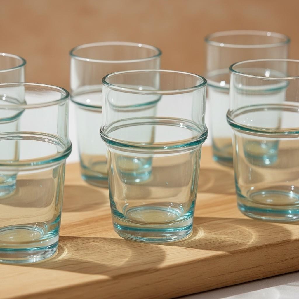 Set of 6 Handmade Moroccan Tea Glasses – Gold Rim Beldi Set