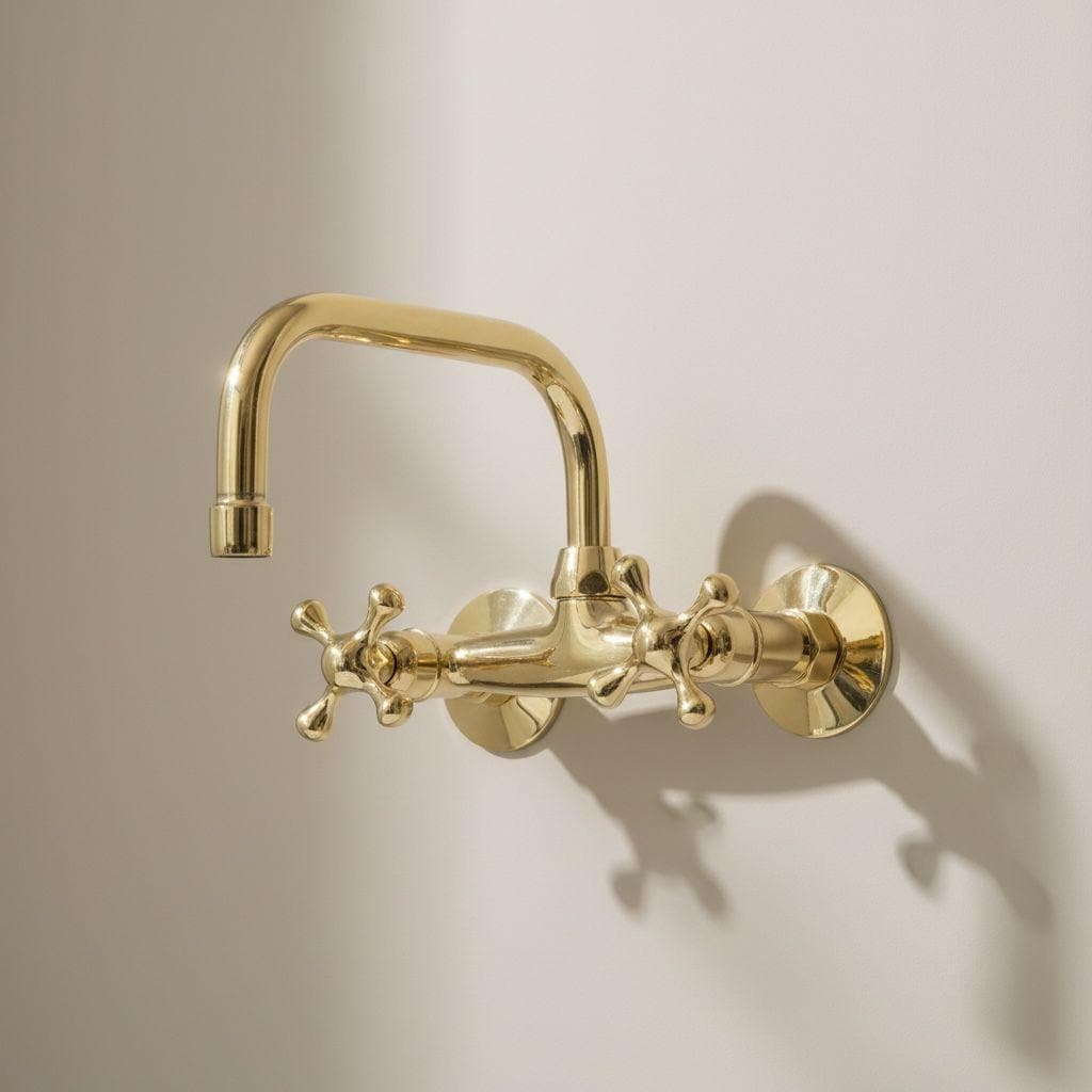 Unlacquered Brass Wall Mount Faucet – Vintage Style Solid Brass Tap
