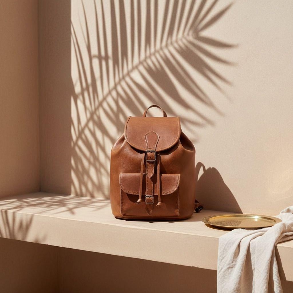 Handmade Moroccan Goatskin Leather Backpack – 80s Vintage Travel Bag