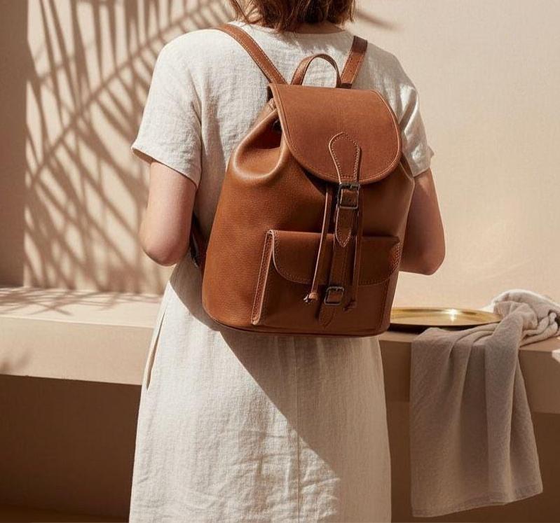 Handmade Moroccan Goatskin Leather Backpack – 80s Vintage Travel Bag