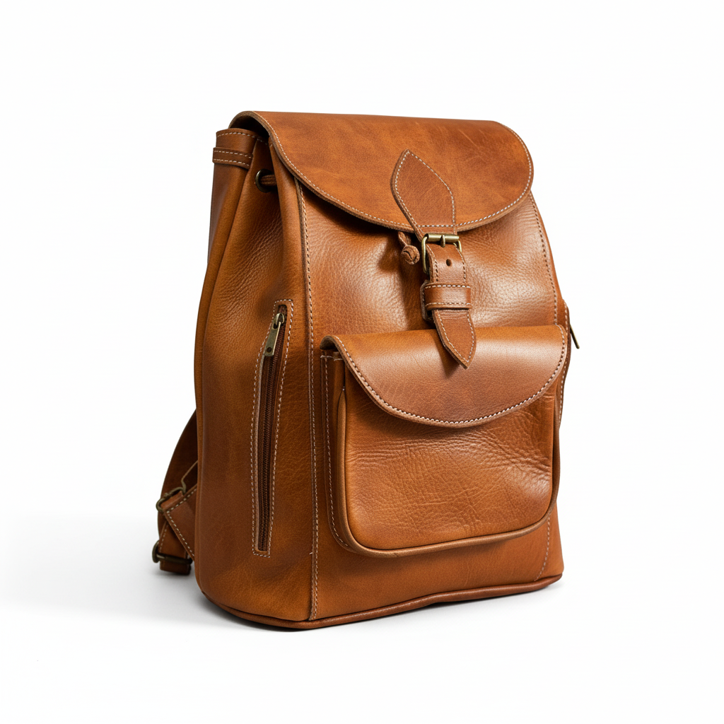 Handmade Leather Backpack Weekender Bag Morocco