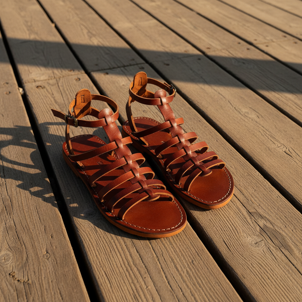 Moroccan Leather Gladiator Sandals Women Handmade Strappy