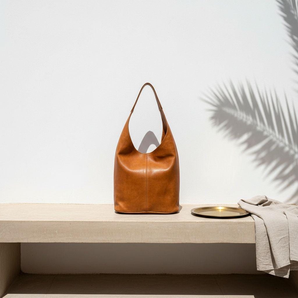 Handmade Moroccan Leather Tote Bag – Vegetable-Tanned, Minimalist Shoulder Bag