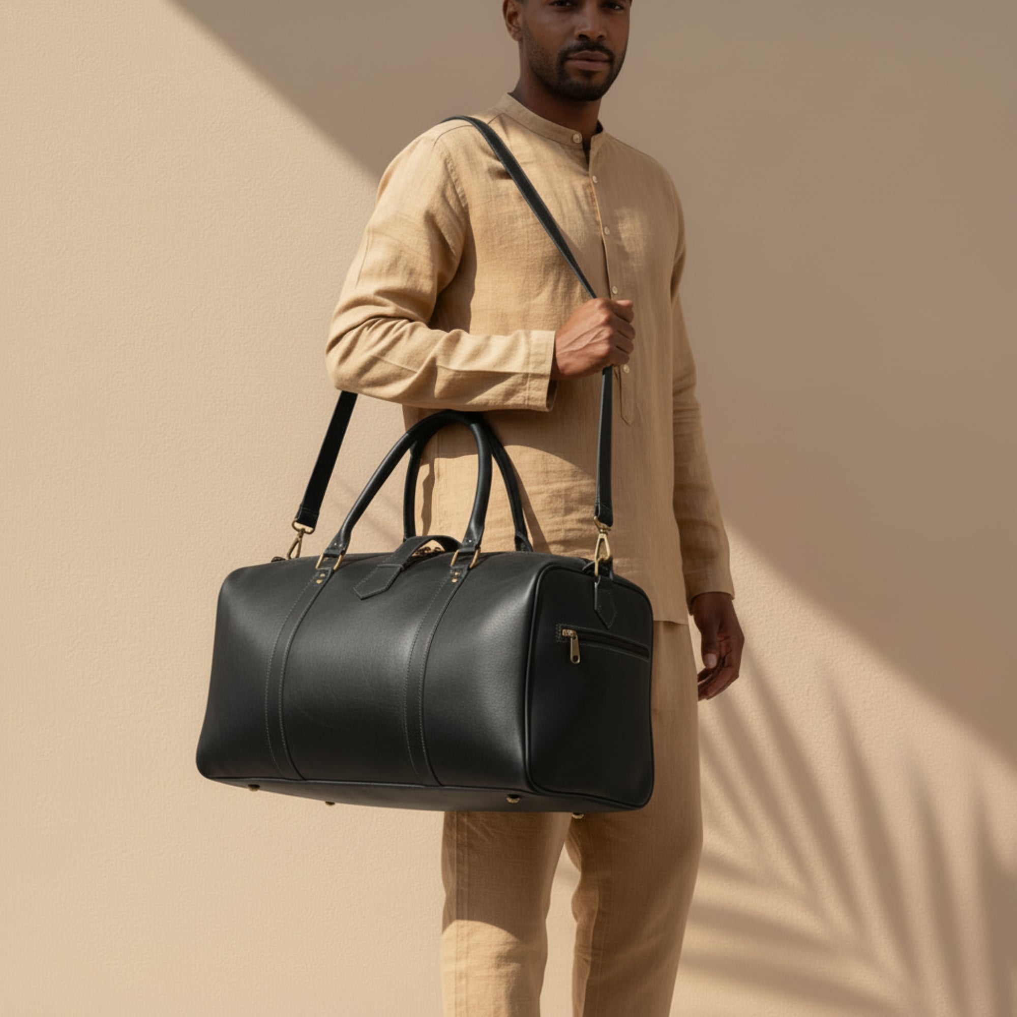 Handmade Moroccan Leather Duffle Bag Travel Weekender