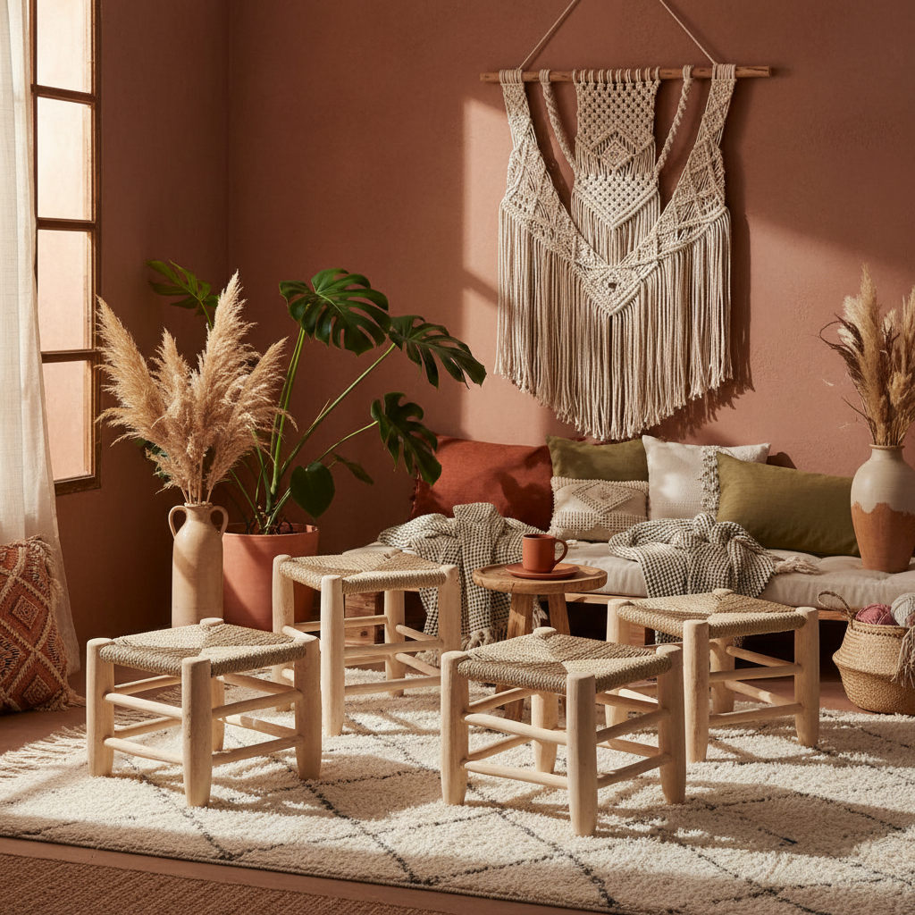 Bohemian interior - 4 chairs