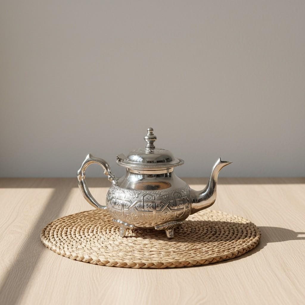 Handmade Moroccan Silver Teapot – Traditional Engraved Metal Tea Pot for Mint Tea