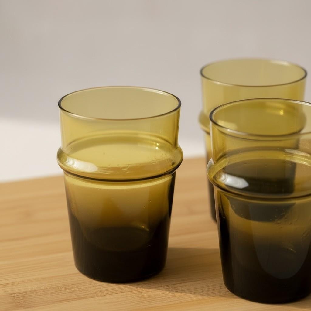 Set of 6 Handmade Moroccan Tea Glasses – Gold Rim Beldi Set