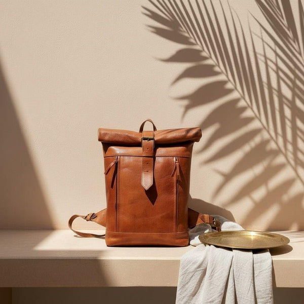 Handmade Moroccan Goatskin Leather Backpack – 80s Vintage Travel Bag