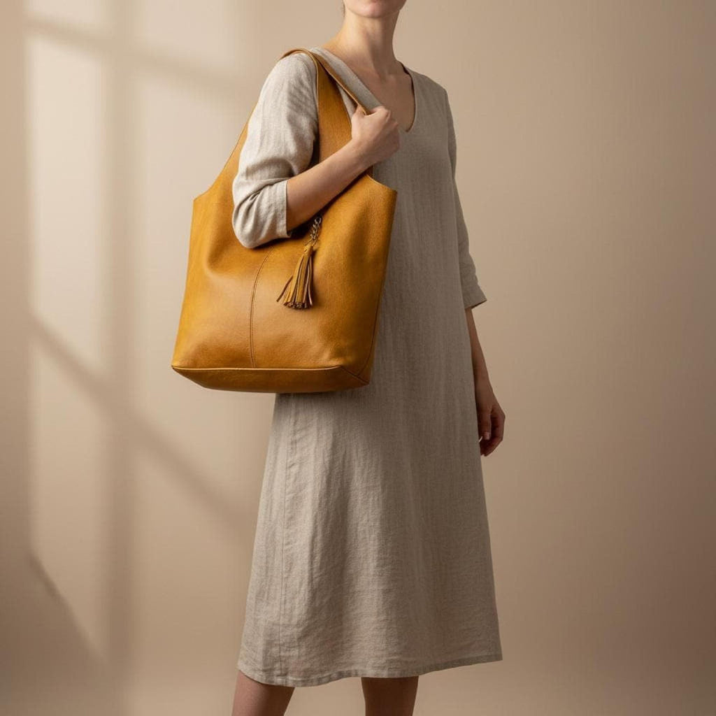 Handmade Moroccan Leather Hobo Bag Slouchy