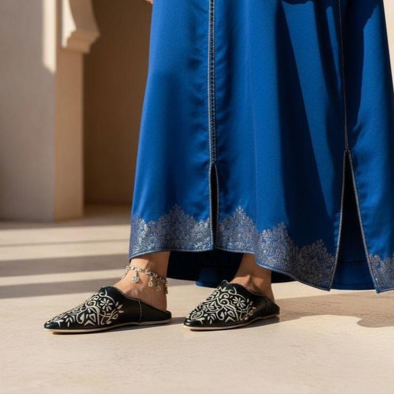 Women Moroccan Leather Babouche – Traditional Belgha Slippers, Handmade Pointed Toe Shoes, Genuine Leather Flats