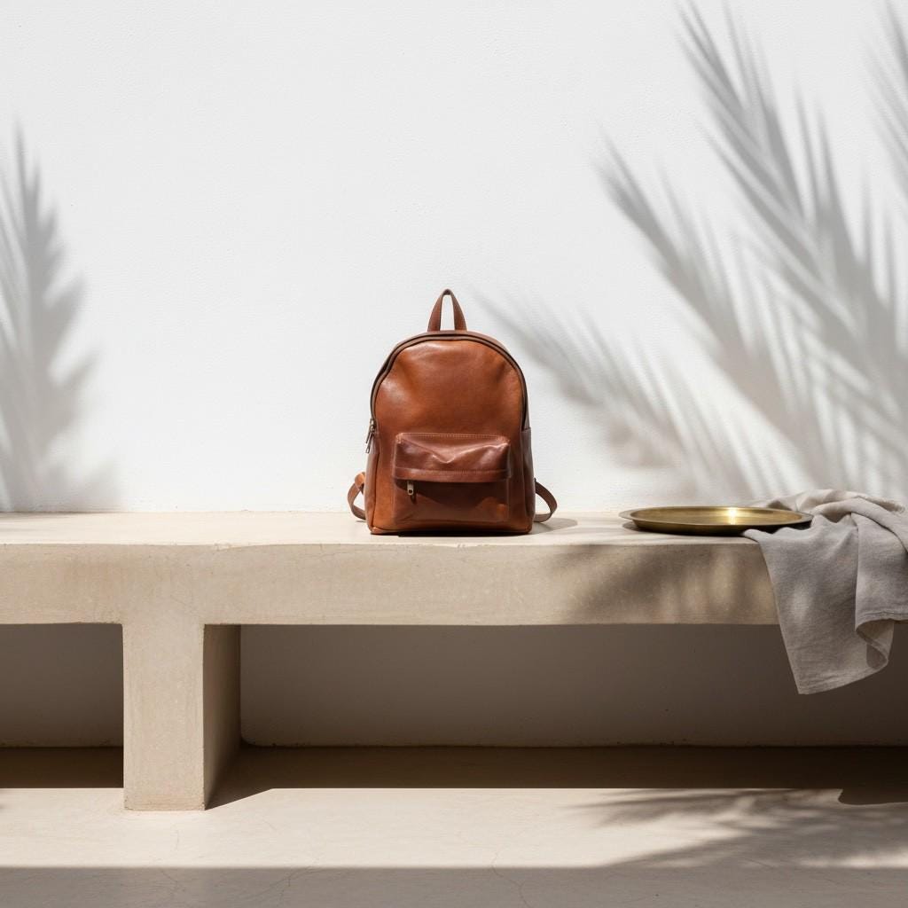 Handmade Moroccan Leather Backpack – Unisex Travel Daypack
