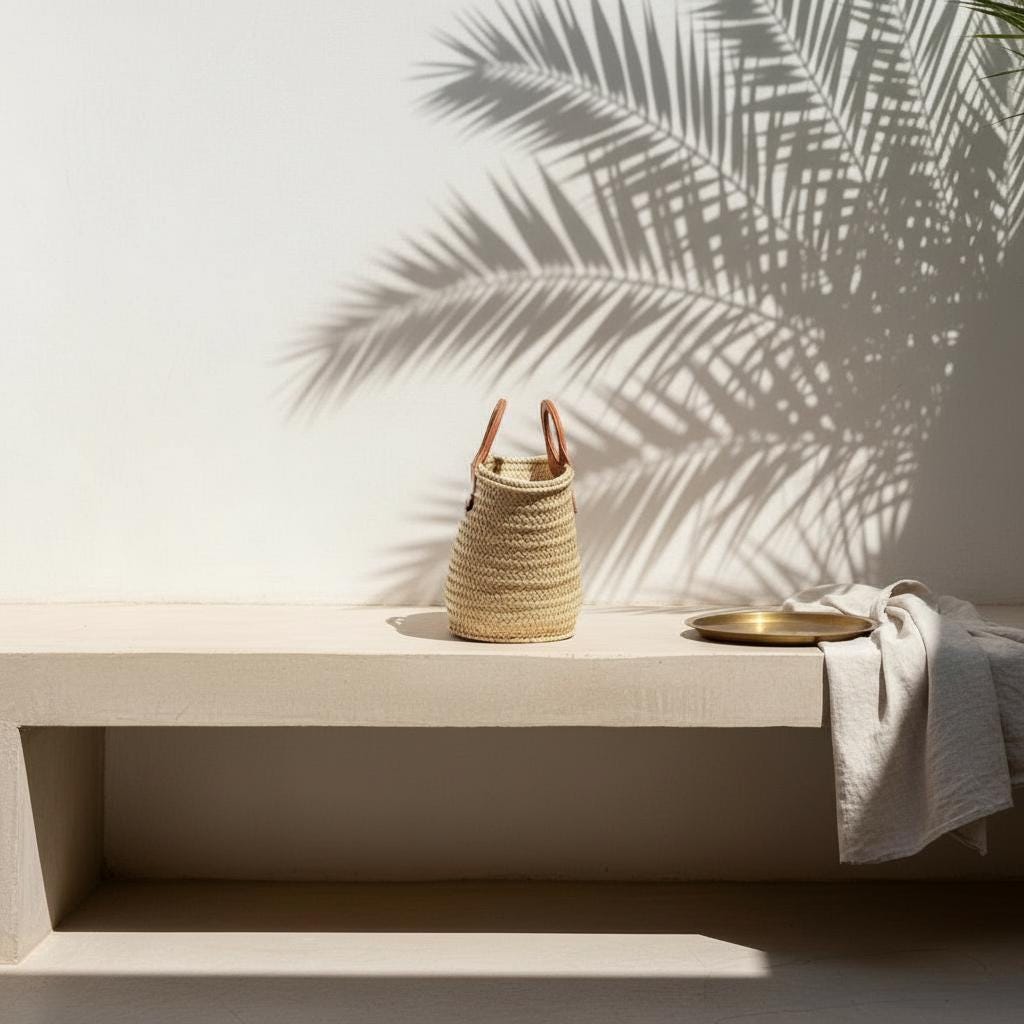 Handmade Moroccan Straw Tote – Raffia Beach Bag with Leather Handles