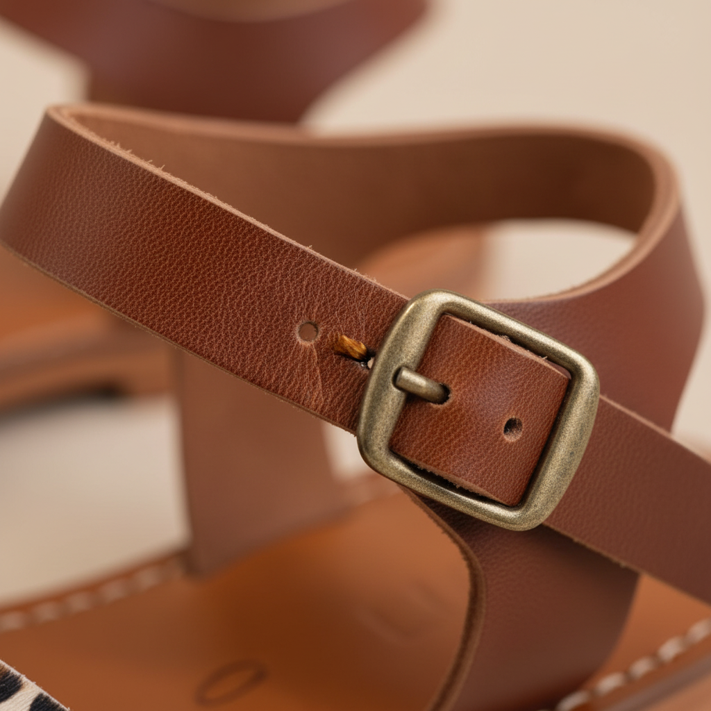 Handmade Leather Sandals Women Flat Ankle Strap Minimalist