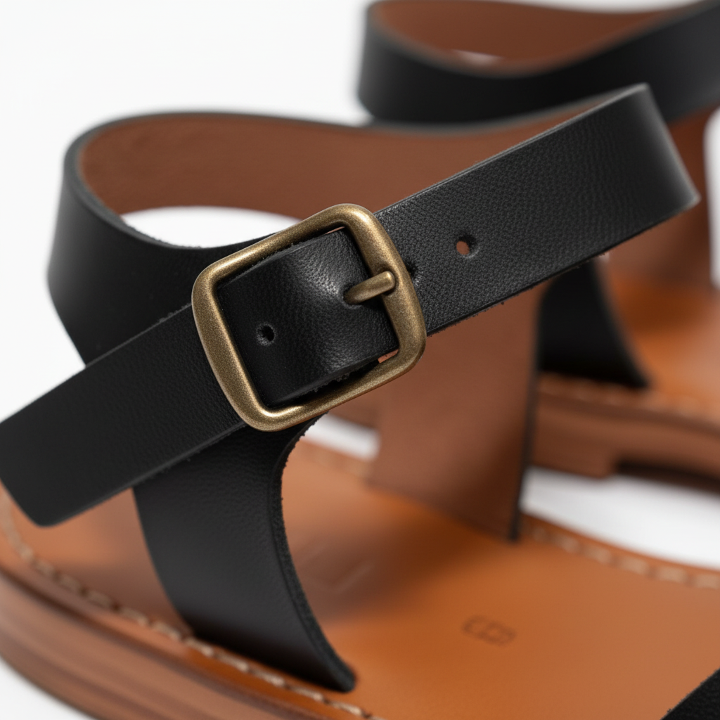 Handmade Leather Sandals Women Flat Ankle Strap Minimalist