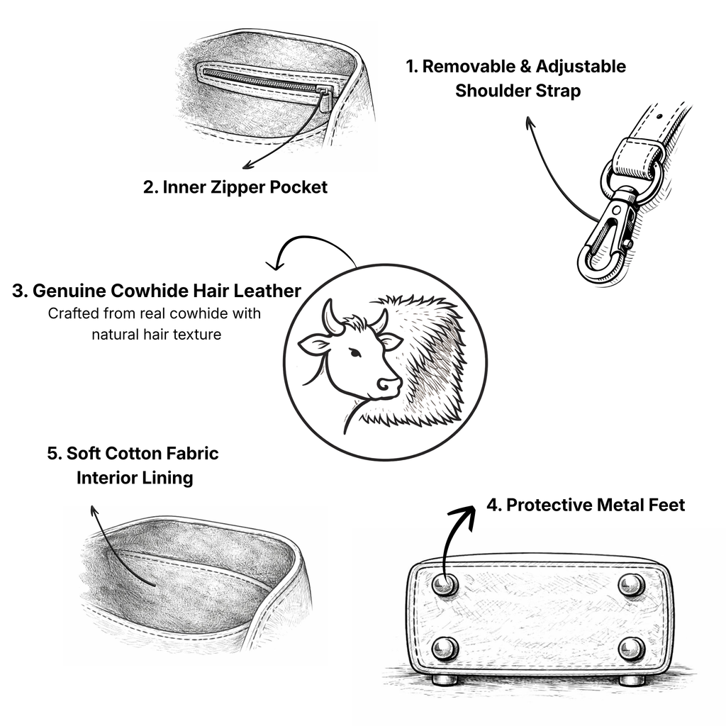 Handmade Cowhide Duffle Bag Hair On