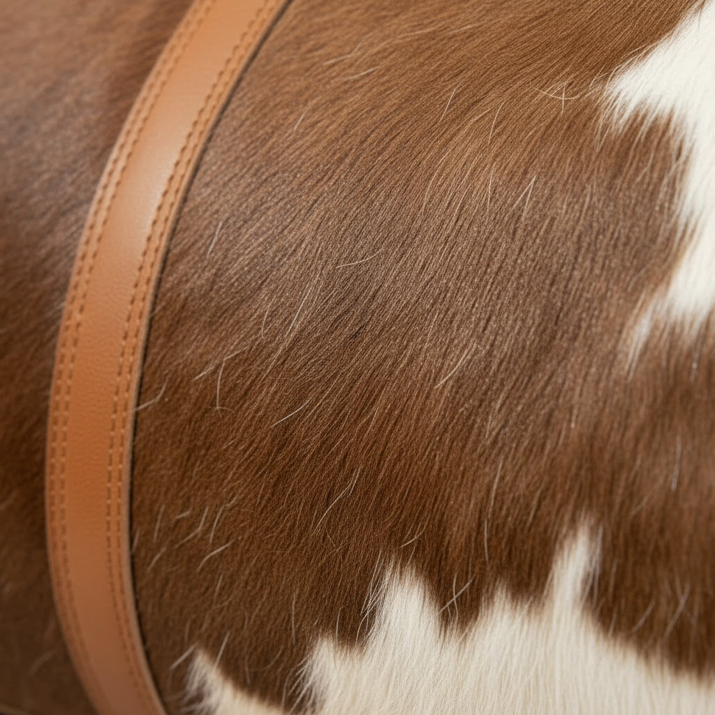 Handmade Cowhide Duffle Bag Hair On