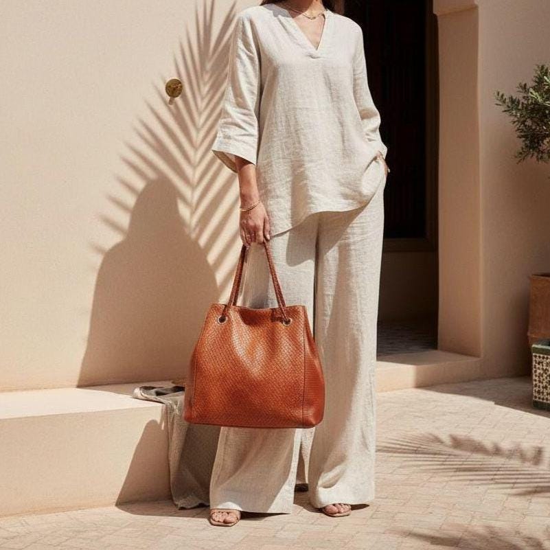 Handmade Moroccan Leather Crossbody Bag – Studded Boho Tassel Purse