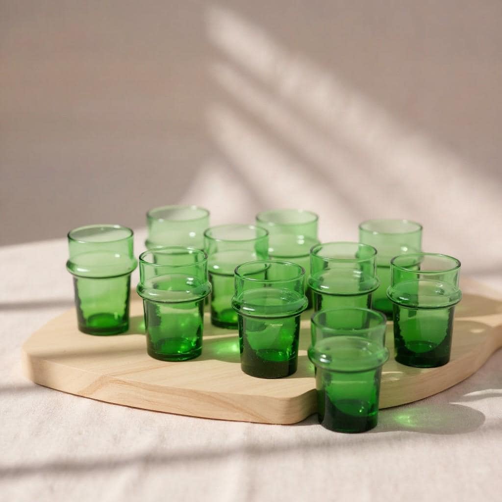 Set of 6 Handmade Moroccan Tea Glasses – Gold Rim Beldi Set