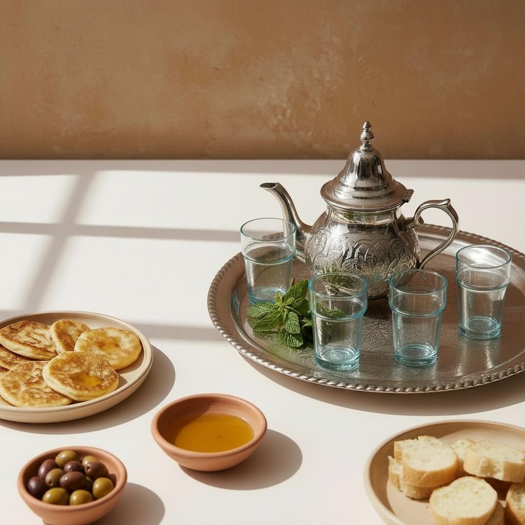 Set of 6 Handmade Moroccan Tea Glasses – Gold Rim Beldi Set